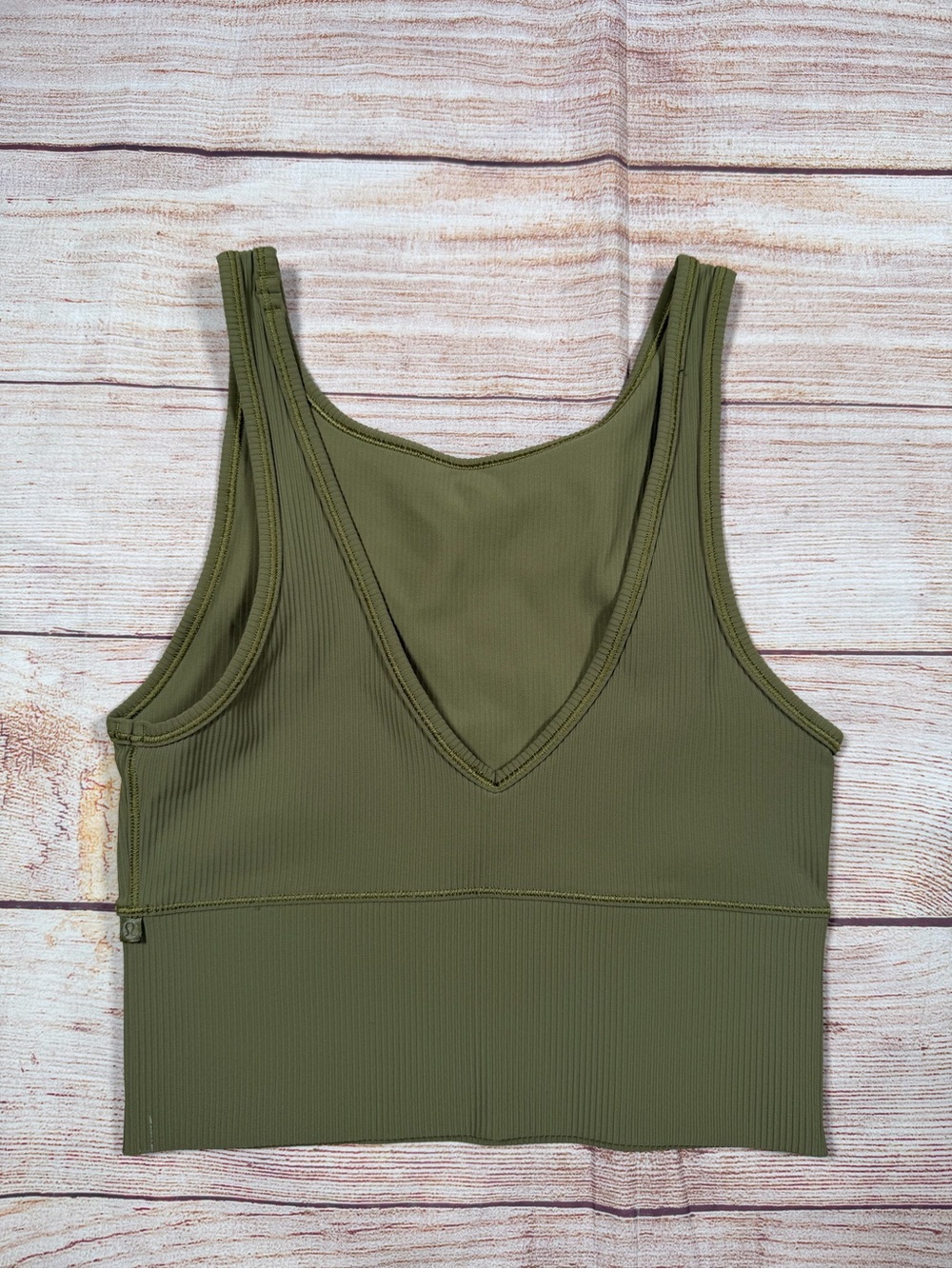 Lululemon Power Pivot Ribbed Tank Top in olive green